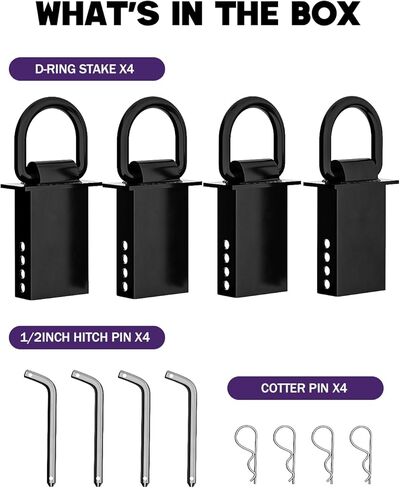 Stake Pocket D Ring 5/8" 4-Pack — 18,000 lb / 5,400 lb WLL Heavy-Duty Removable D-Ring Tie-Down Anchors with Hitch Pin for Utility Trailers & Flatbed Trucks in Saudi Arabia