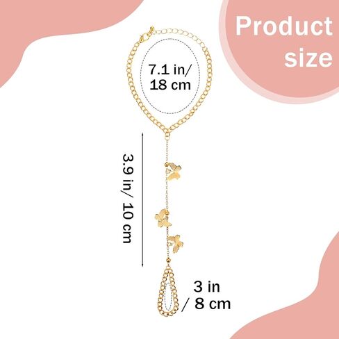 4Pcs Gold Hand Chain Bracelets for Women Trendy Gold Plated Ring Bracelet Hand Chain Dainty Stackable Hands Chains Bracelets Simple Adjustable Bracelet Jewelry Gifts Set in Saudi Arabia