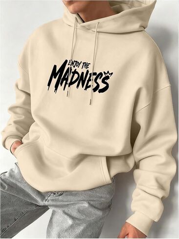 Men's letter graphic hoodies long sleeve pullover sweatshirts streetwear tops in Saudi Arabia