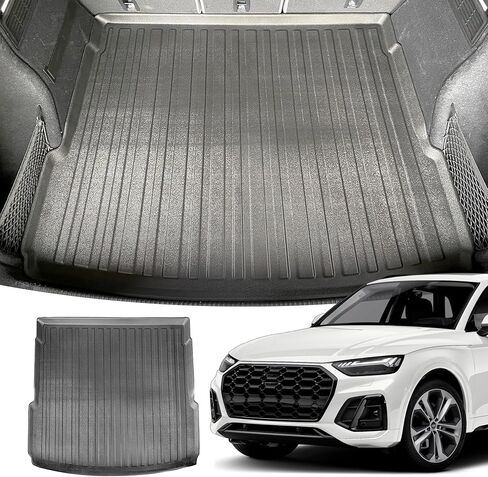 بطانة البضائع المميزة لـ Audi Q5 Premium 2018-2025 - حماية 100 ٪ - مخصصات مخصصة لسيارة الجذع - حصيرة البضائع السوداء في جميع موسم - خطوط الجذع ذات الشكل ثلاثي الأبعاد على شكل Audi Q5 Prestige in Kuwait