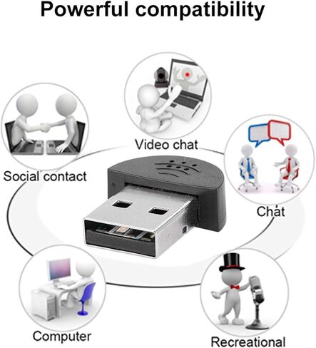 ميكروفون USB صغير للغاية من Hakeeta لأجهزة الكمبيوتر المحمول وأجهزة الكمبيوتر المكتبية، محول ميكروفون صوتي محمول لتسجيل الكلام في الاستوديو (أسود) in Kuwait