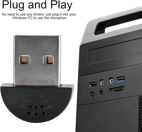 ميكروفون USB صغير للغاية من Hakeeta لأجهزة الكمبيوتر المحمول وأجهزة الكمبيوتر المكتبية، محول ميكروفون صوتي محمول لتسجيل الكلام في الاستوديو (أسود) in Kuwait