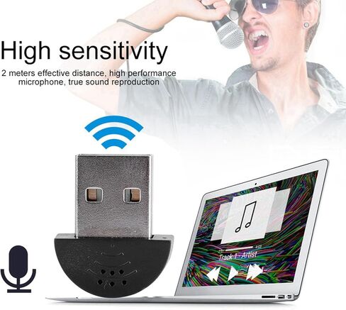 ميكروفون USB صغير للغاية من Hakeeta لأجهزة الكمبيوتر المحمول وأجهزة الكمبيوتر المكتبية، محول ميكروفون صوتي محمول لتسجيل الكلام في الاستوديو (أسود) in Kuwait