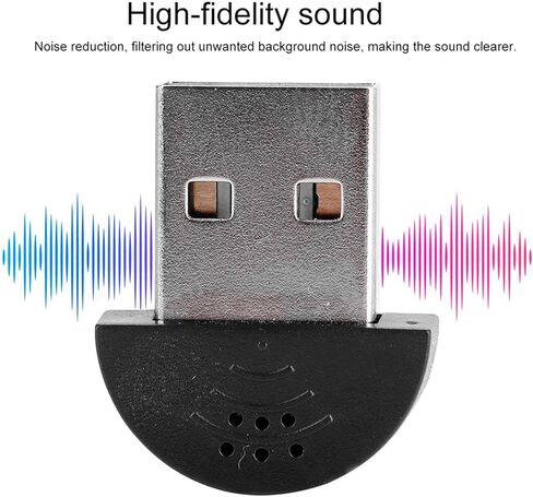 ميكروفون USB صغير للغاية من Hakeeta لأجهزة الكمبيوتر المحمول وأجهزة الكمبيوتر المكتبية، محول ميكروفون صوتي محمول لتسجيل الكلام في الاستوديو (أسود) in Kuwait