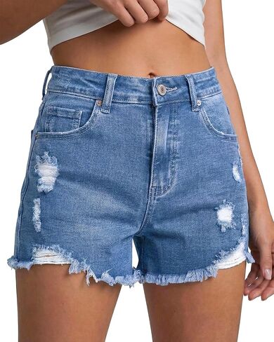 Utyful شورتات جينز للنساء عالية الخصر العصرية 2026 ممزق المتعثرة الصيف عادية Jorts بسط الدينيم قطع السراويل in Kuwait