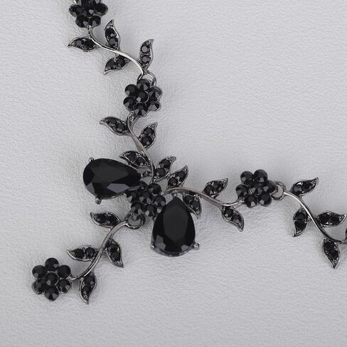 JWICOS Wedding Necklace Earrings Set Women's Bridal Jewelry Leaf Cluster Flower Crystal Dangle Earrings Pendant Necklace Set for Brides Bridesmaids Prom Party in Saudi Arabia