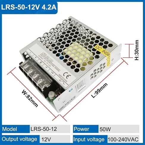 1pcs LRS-50W 100-240V Input 5V 12V 24V 10A 4.2A 2.1A Single Output Ultra Thin Switching Power Supply Transformer(LRS-50-12V 4.2A) in Saudi Arabia