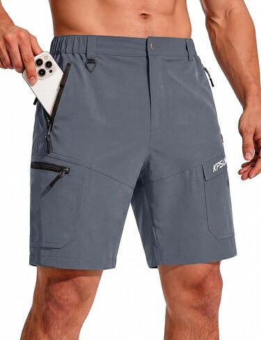 KPSUN Men's 7" Hiking Cargo Shorts Lightweight Quick Dry Tactical Golf Shorts with Zipper Pockets for Fishing Camping Work in Saudi Arabia
