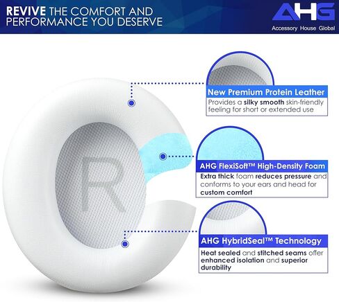وسائد أذن بديلة ممتازة لسماعات الرأس Soundcore Space Q45 من AHG/وسائد أذن Soundcore Q45 متوافقة مع سماعات Anker Soundcore Space Q45 (أزرق). جلد بروتين ممتاز/إسفنج عالي الكثافة in Saudi Arabia