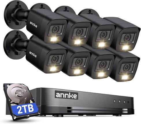 نظام كاميرا مراقبة ANNKE 16CH 3K Lite FHD AI مع محرك أقراص ثابتة سعة 2 تيرابايت وكاميرات CCTV خارجية مقاومة للطقس 8X 2 ميجابكسل، اكتشاف ذكي للمركبات البشرية، رؤية نهارية/ليلية، عرض الهاتف الذكي عن بعد in Kuwait