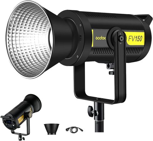 Godox FV150 150W 2.4G Flash LED Light، 1/8000s مزامنة عالية السرعة، CRI96+، TCLI 96+، 12000LUX، 5600K±200K، مدمج في 8 أوضاع تأثيرات خاصة FX، متوافق مع Canon، Nikon، Sony، Olympus، Panasonic، Pent in Kuwait