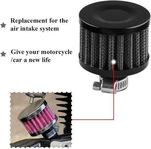 RYANSTAR RACING 4 PCS 12mm Air Filter Cold Air Intake Filter Breather Turbo Vent Universal Air Intake Filter Cleaner Black Compatible with car and Motorcycle in Saudi Arabia