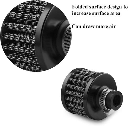 RYANSTAR RACING 4 PCS 12mm Air Filter Cold Air Intake Filter Breather Turbo Vent Universal Air Intake Filter Cleaner Black Compatible with car and Motorcycle in Saudi Arabia