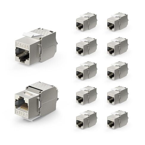 VCE RJ45 Cat6A Shielded Keystone Jacks 12-Pack, 10Gbps Easy Toolless Modular Jacks PoE for 23 to 26 AWG Solid or Stranded S/FTP Ethernet Cable in Kuwait