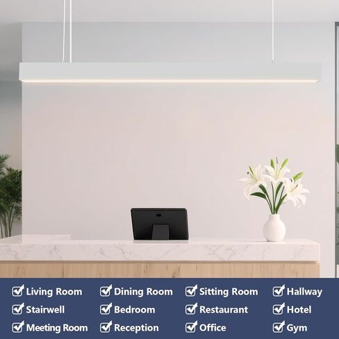8070 4FT LED ضوء قلادة خطي مع 2.4G جهاز تحكم عن بعد 3000-6000K 50W LED ارتفاع قابل للتعديل ضوء قلادة، اتصال سلس، مطبخ، غرفة طعام، غرفة معيشة، مكتب أسود غير لامع in Kuwait