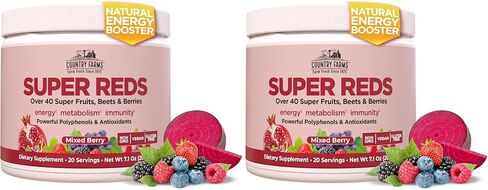المزارع الريفية Super Reds ، تنشيط البوليفينول Superfood ، 40 الفواكه والتوت الفائقة ، مضادات الأكسدة القوية والبوليفينول ، تدعم الطاقة والمناعة ، 20 حصص ، نكهة العنب in Kuwait