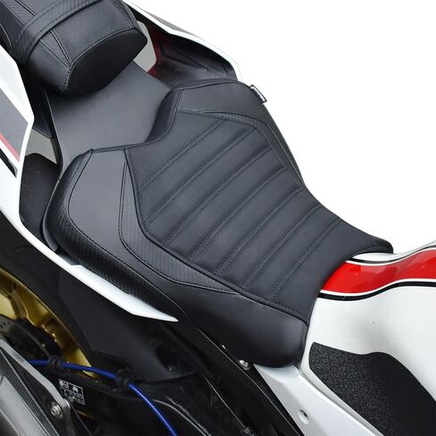 مقعد مريح لراكبي الدراجات النارية مناسب لـ Yamaha YZF-R1 YZF-R1M 2015-2025، سرج السائق الأمامي من الجلد وسادة منفردة، أزرق in Saudi Arabia