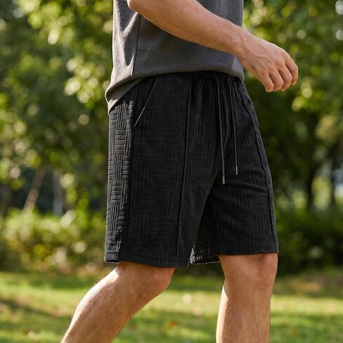 Men's Summer Towel Jacquard Shorts: Loose-Fit Breathable Sweat-Absorbent Fashion Sports Casual Short Pants in Saudi Arabia