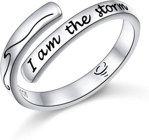 FLYOW Adjustable Inspirational Rings 925 Sterling Silver Stacking Wrap Spiral Twist Statement Band Encouragement Gift for Women Men in Saudi Arabia