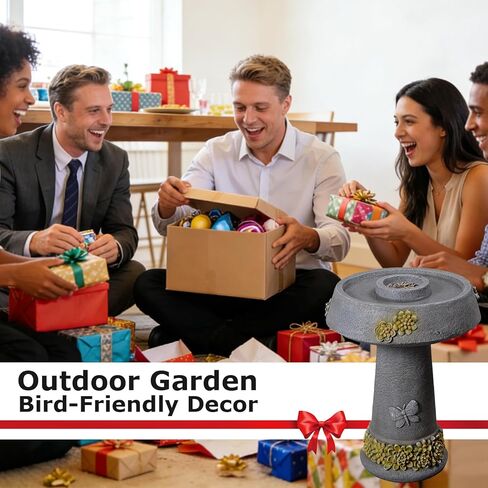 29.53" Tall Water Fountain Outdoor with Birds, Bird Bath Fountain with Removable Feeding Bowl Tree Trunk Design Resin Freestanding Water Fountains for Outside, Garden, Patio, Lawn, Yard in Saudi Arabia