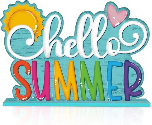ديكور طاولة بعلامة Hello Spring، ديكورات خشبية لبيت المزرعة للمنزل، قطعة مركزية للطاولة ديكور قائم لرف الطاولة ومدفأة مكتب المكتب (متعدد الألوان) in Saudi Arabia