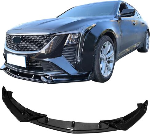 IKON MOTORSPORTS Front Bumper Lip, Compatible with 2025-2026 Cadillac CT5 Premium Luxury Trims, Carbon Fiber Print PP Polypropylene Air Dam Chin Spoiler Protector Splitter 3PCS in Saudi Arabia