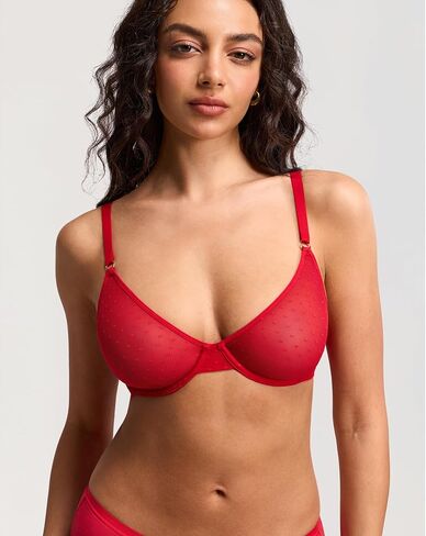 DOBREVA حمالة صدر نسائية مثلثة غير مبطنة لاسلكية غير مبطنة بشبكة شفافة يغرق حمالات صدر بدون خياطة مقاس كبير in Saudi Arabia