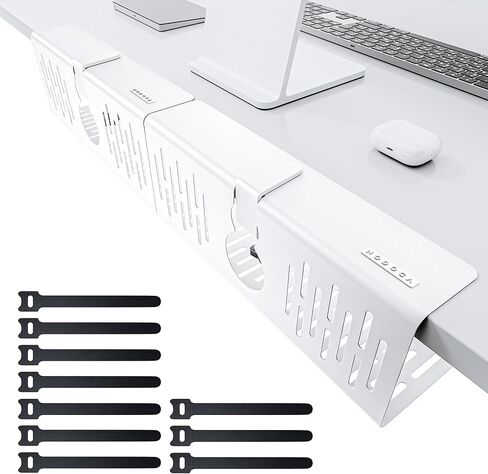 NODOCA No Drill Under Desk Cable Management Tray, 14'' Wire Management, Punch-Free Clamp on, Newest Metal Cable Tray, Wire Organizer Under Desk, Under Desk Basket for Office and Home, Black in Saudi Arabia