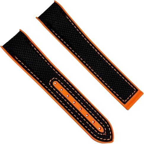 Watch Nylon Rubber Strap Band Replacement For Omega Seamaster Planet Ocean Watch Silicone Black/Orange in Saudi Arabia