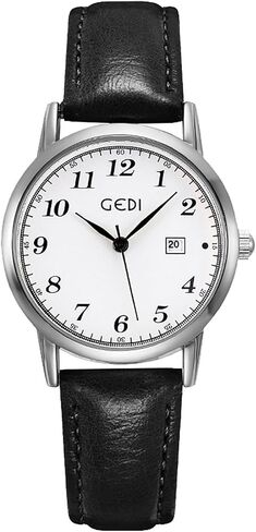 Women's Vintage Easy Reader Watch Analog Quartz Leather Strap Waterproof Dress Watch for Small Wrists with Date Window Full Arabic Numerals in Saudi Arabia