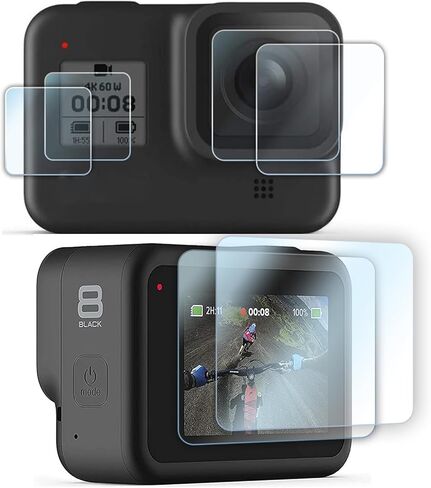 FiTSTILL [8pcs] Screen Protector for GoPro Hero 11 /Hero 10 /Hero 9 Black Fit Media Mod Ultra Tempered Glass Protective Foils with Lens Cover Accessories Kit in Saudi Arabia