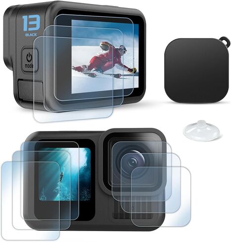 FiTSTILL [8pcs] Screen Protector for GoPro Hero 11 /Hero 10 /Hero 9 Black Fit Media Mod Ultra Tempered Glass Protective Foils with Lens Cover Accessories Kit in Saudi Arabia