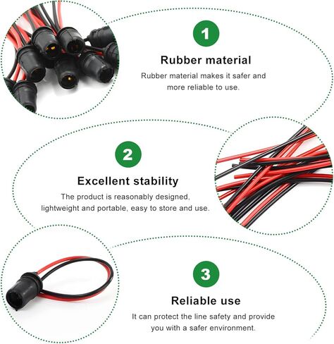 6 PCS T10 Extension Harness Plug Connector, 194 W5W LED Bulbs Socket with 4.33" Wire Harness, Side Marker Light Socket Pre-Wired Connector for 158 161 168 175 194 Bulb (T10-12BK01) in Saudi Arabia