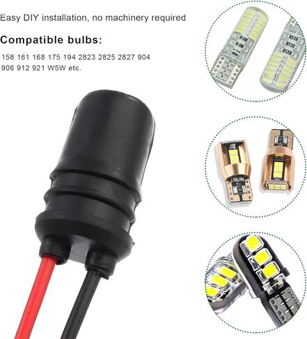 6 PCS T10 Extension Harness Plug Connector, 194 W5W LED Bulbs Socket with 4.33" Wire Harness, Side Marker Light Socket Pre-Wired Connector for 158 161 168 175 194 Bulb (T10-12BK01) in Saudi Arabia