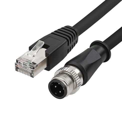 ZBLZGP M12 4 مواضع D-Coded ذكر إلى RJ45 Cat5e إيثرنت كابل مقاوم للماء كاميرا استشعار للآلات الصناعية القابلة للأسلاك (5 متر) in Kuwait