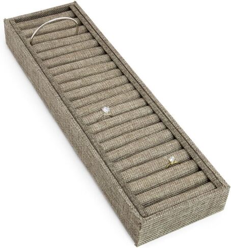 Burlap Ring and Bangle Display Tray – 9 Slot Jewelry Organizer for Retail Stores, Craft Fairs, Tradeshow and Home Use – Rustic Jewelry Holder for Rings, Bracelets & Bangles. Size-7.5" x 4.25" x 1.38" in Saudi Arabia