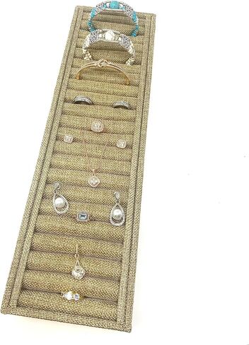 Burlap Ring and Bangle Display Tray – 9 Slot Jewelry Organizer for Retail Stores, Craft Fairs, Tradeshow and Home Use – Rustic Jewelry Holder for Rings, Bracelets & Bangles. Size-7.5" x 4.25" x 1.38" in Saudi Arabia