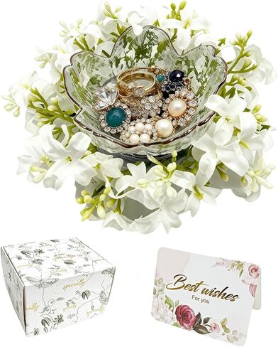 Mini Flower Ring Plate Jewelry Storage Tray Ring Holder for Dressing Table, Bedside Table, Room Bathroom Decoration, Cute Valentine's Day Christmas Birthday Gift for Women (purple flower) in Saudi Arabia