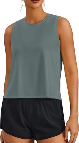 PINSPARK Ice Silk Workout Tank Tops for Women UPF50+ Quick Dry Cropped Tops for Gym Running Pilates Exercise Summer in Saudi Arabia