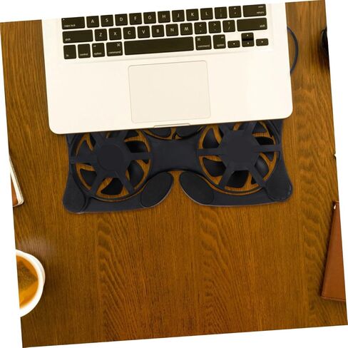 SOLUSTRE Pc Cooler 3pcs Home Dual Notebook Black مروحة محمولة تعمل بالطاقة مع مراوح كمبيوتر محمول للاستخدام البارد، قابلة للطي، وسادة ألعاب كمبيوتر جيدة، حامل حصيرة تبريد USB، وسادة تبريد للكمبيوتر المحمول في المكتب in Kuwait