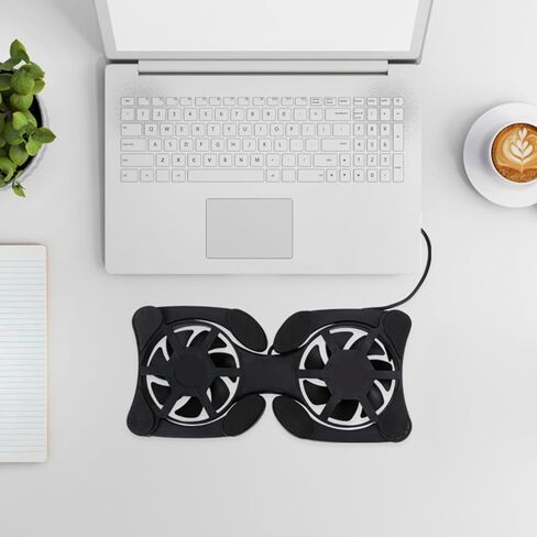 SOLUSTRE Pc Cooler 3pcs Home Dual Notebook Black مروحة محمولة تعمل بالطاقة مع مراوح كمبيوتر محمول للاستخدام البارد، قابلة للطي، وسادة ألعاب كمبيوتر جيدة، حامل حصيرة تبريد USB، وسادة تبريد للكمبيوتر المحمول في المكتب in Kuwait