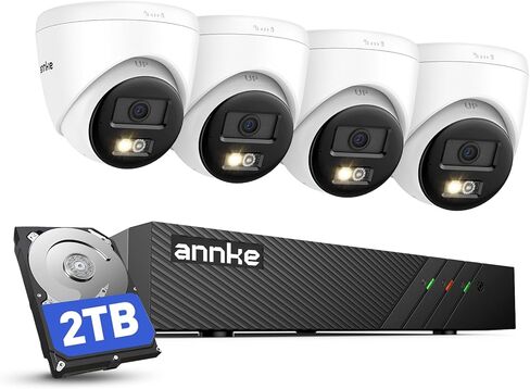 ANNKE H500 5MP PoE Security Camera System w/ 6MP 8 Channel NVR, 8 X 5MP Turret IP Cameras, Support RTSP, 24-7 Hour Audio Recording, 100 FT EXIR 2.0 Night Vision, IP67 Weatherproof, Built-in 2TB HDD in Saudi Arabia