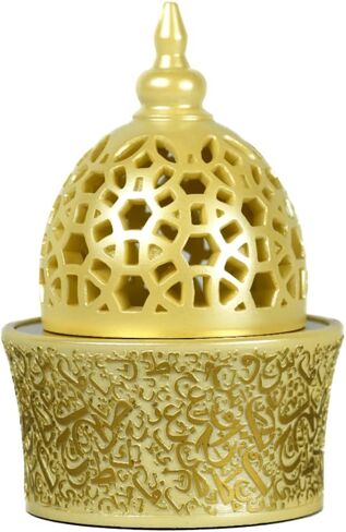 طراز خط عود مكثف على غرار الراتنج المغلقة راتنجات البخور - 8 بوصات ، صينية معدنية أسود ، موقد باخور العربي لليوغا والعلاج العطري والمنزل والمكتب والغرفة. in Kuwait