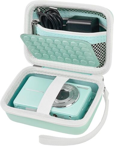 Boobowl Camera Case for KODAK PIXPRO FZ45/FZ55 with Bump Divider | For CAMKORY DC403 and for Canon IXUS 285 HS; Raised Bump Divider, Elastic Strap and Mesh Pocket, Deep Pink, Case Only in Saudi Arabia