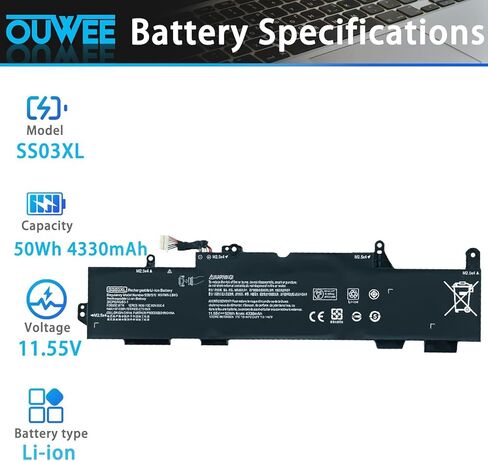 بطارية الكمبيوتر المحمول OUWEE HSTNN-IB8C SS03XL متوافقة مع Hp EliteBook 730 735 740 745 755 830 840 846 G5 745 840 G6 ZBOOK 14U G5 G6 Series HSN-I12C HSN-I13C-4 HSTNN-LB8G 932823-421 933321-85 5 50 واط ساعي in Kuwait
