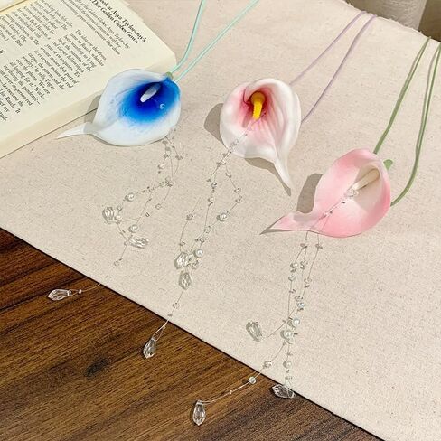 Colorful Flower Choker Necklaces for Women,Calla Lily Statement Necklace Pearl Drop 90s Choker Necklace Adjustable Unique Summer Cord Necklaces Jewelry Gifts in Saudi Arabia