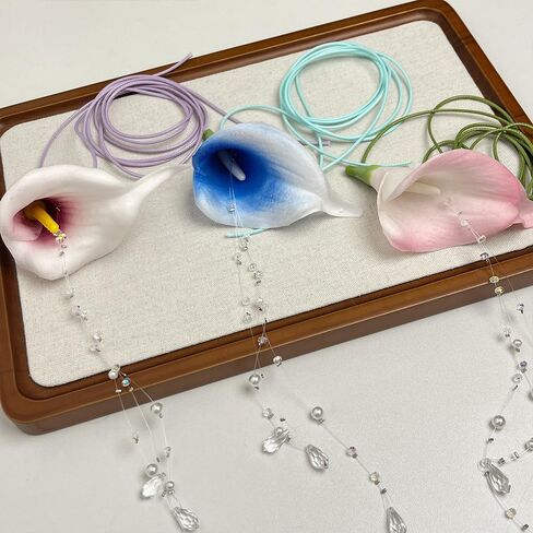 Colorful Flower Choker Necklaces for Women,Calla Lily Statement Necklace Pearl Drop 90s Choker Necklace Adjustable Unique Summer Cord Necklaces Jewelry Gifts in Saudi Arabia