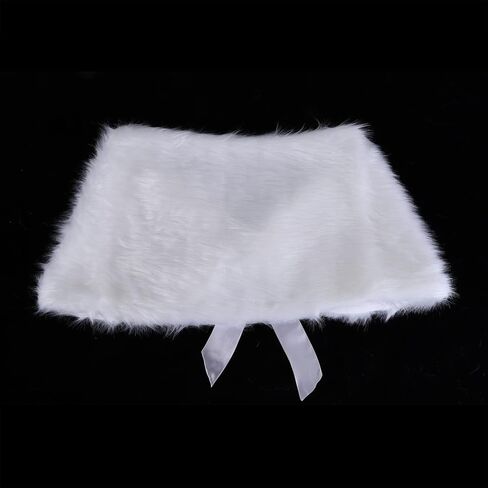 Women Bride Wedding Faux Fur Shawl Wrap Ribbon Tie Bridal Bridesmaid Stole Tippet Cape Party Cover Up Capelet Shrug in Saudi Arabia
