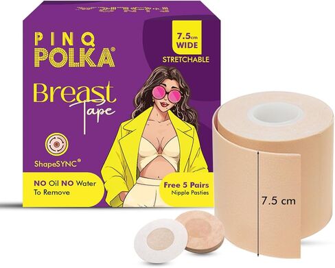 PINQ POLKA Boob Tape Breast Lift Tape - Waterproof Adhesive Invisible Boobtape with Nipple Pasties Body Tape in Saudi Arabia