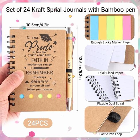 24 Sets Graduation Inspirational Gifts Bulk Motivational Notebooks Journal with Pens Graduate Mini Notebooks Ballpoint Pen Class of 2026 Gifts for College Students Teacher School Favors in Saudi Arabia